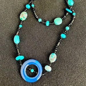 Blue boho necklace